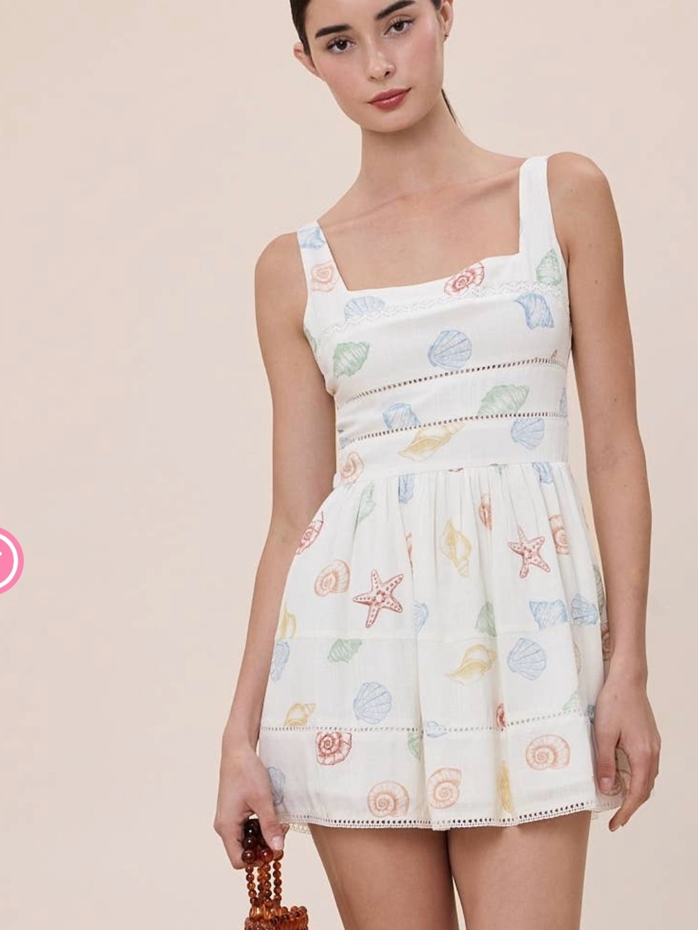 ✨White Mini Dress with Pastel Seashell Print✨